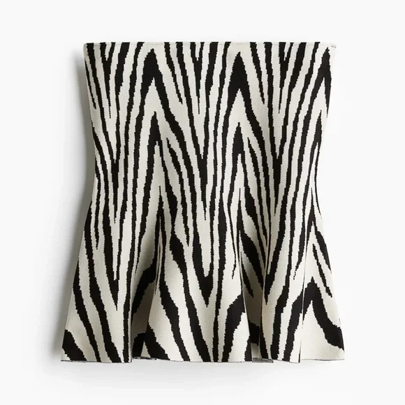 🆕 H&M JACQUARD-KNIT PEPLUM TOP - Picture 3 of 3